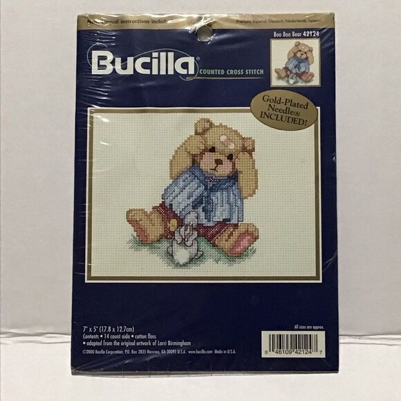 Bucilla Boo Boo Bear Counted Cross Stitch Kit Good-Plated Needles 7x5 New - Picture 1 of 4